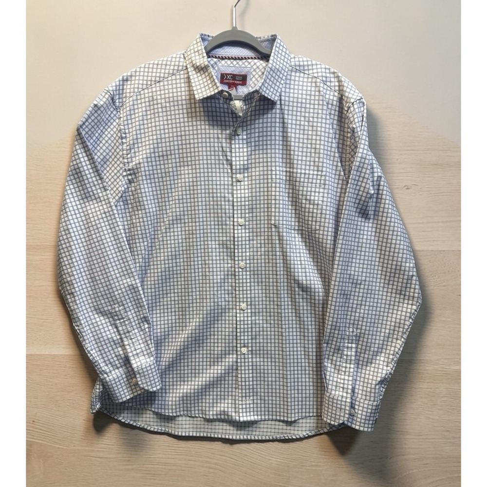 Johnson Murphy XC4 Shirt Mens Blue Checkered Extreme Comfort Button Down XXL